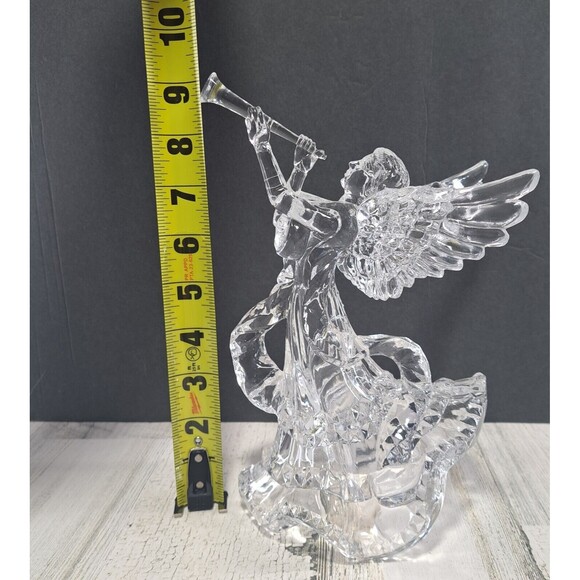 Clear Angel Playing Horn Tree Topper Acrylic Wings Christmas Decor 90s VTG 9.25" - Picture 3 of 10